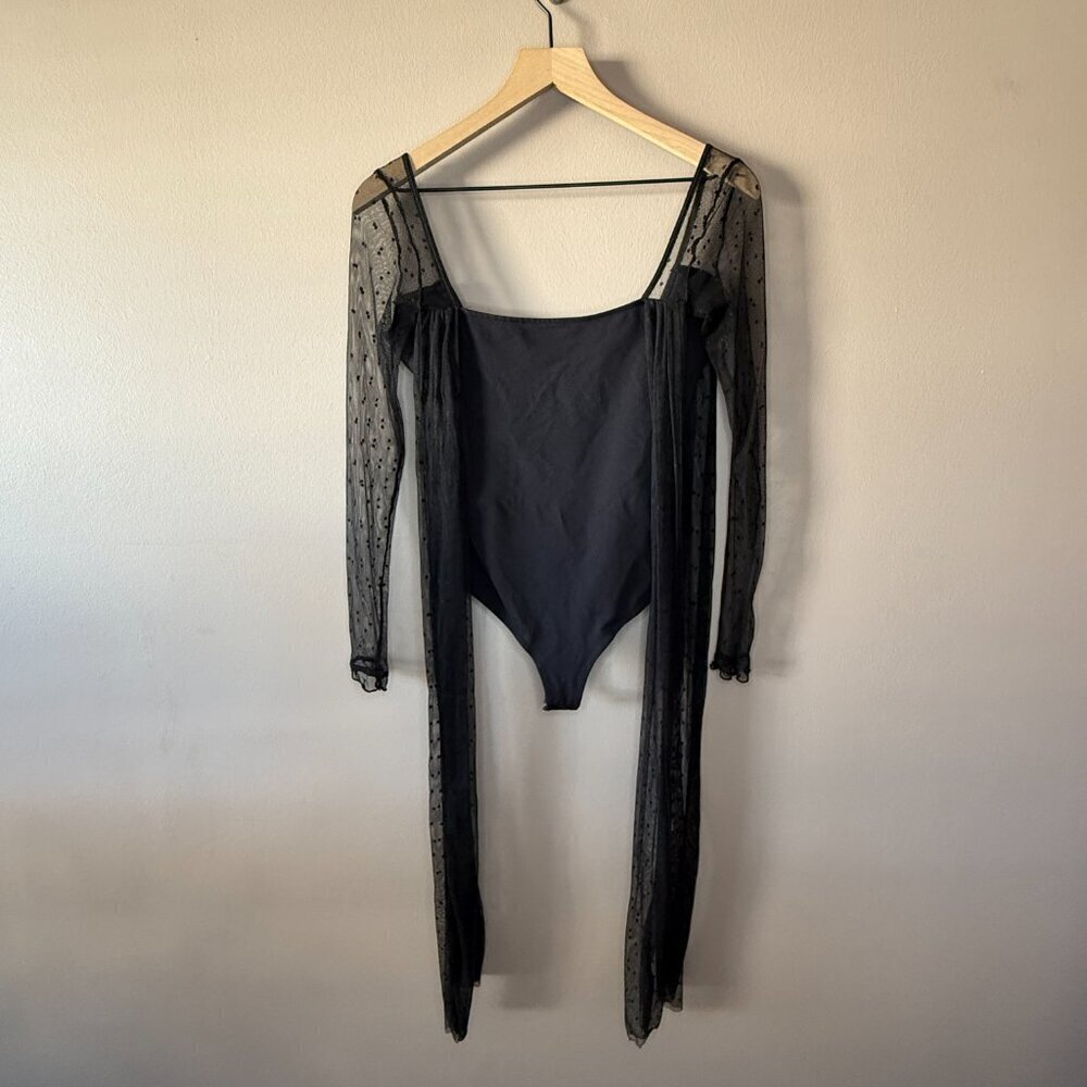 Women's XS Intimately Free People Tongue Tied Lace mesh Tie Shoulder Bodysuit - Picture 8 of 14